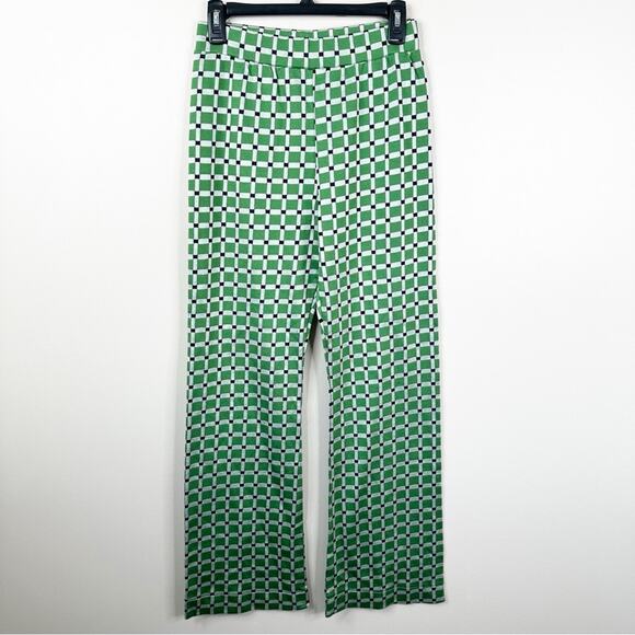 Stine Goya Marc Pants Womens Small Green  Retro Check Pull On Trousers - Picture 2 of 12